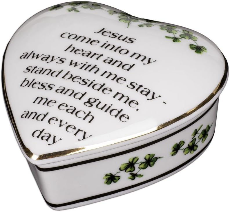 CBE Porcelain Irish Shamrock Jewelry Keepsake Box First Communion Box
