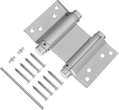 Door Hinges 3 PCS Double Action Spring Double Swing Door Hinge Double Action gate Hinge Dual Action Hinge Hinges Stainless Steel (Color : Silverx2pcs, Size : 13X10X2CMx3pcs)