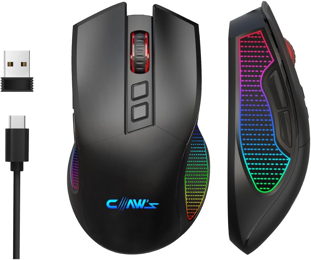 Claws Crossfire Air Wireless 10000 Dpi Pixart PMW3325 Sensor Chromatic RGB Wireless Gaming Mouse with Macro Software - Black