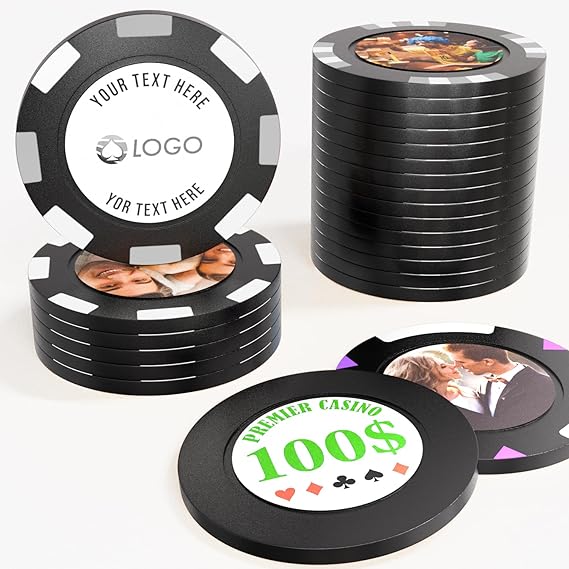 100-1000 Custom Plastic Chips,5 Available in 9 Colors,Double Sided Full Color Print,Rush Production Available!Add Your Own Design,Personalized Image or Text on Chip
