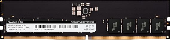 TEAMGROUP Elite DDR5 16GB 4800MHz PC5-38400 CL40 Non-ECC Unbuffered 1.1V UDIMM 288 Pin PC Computer Desktop Memory Module Ram Upgrade - TED516G4800C4001