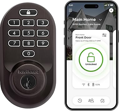 Kwikset Halo Wi-Fi Smart Lock, Keyless Entry Door Deadbolt, Geofence Auto-Unlock, Grade AAA Certified, No Hub Easy Install, Venetian Bronze , Backlit Keypad